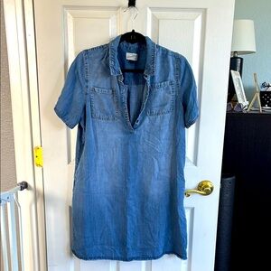 Universal Thread Chambray Denim Short Sleeve Shirt Dress, L
